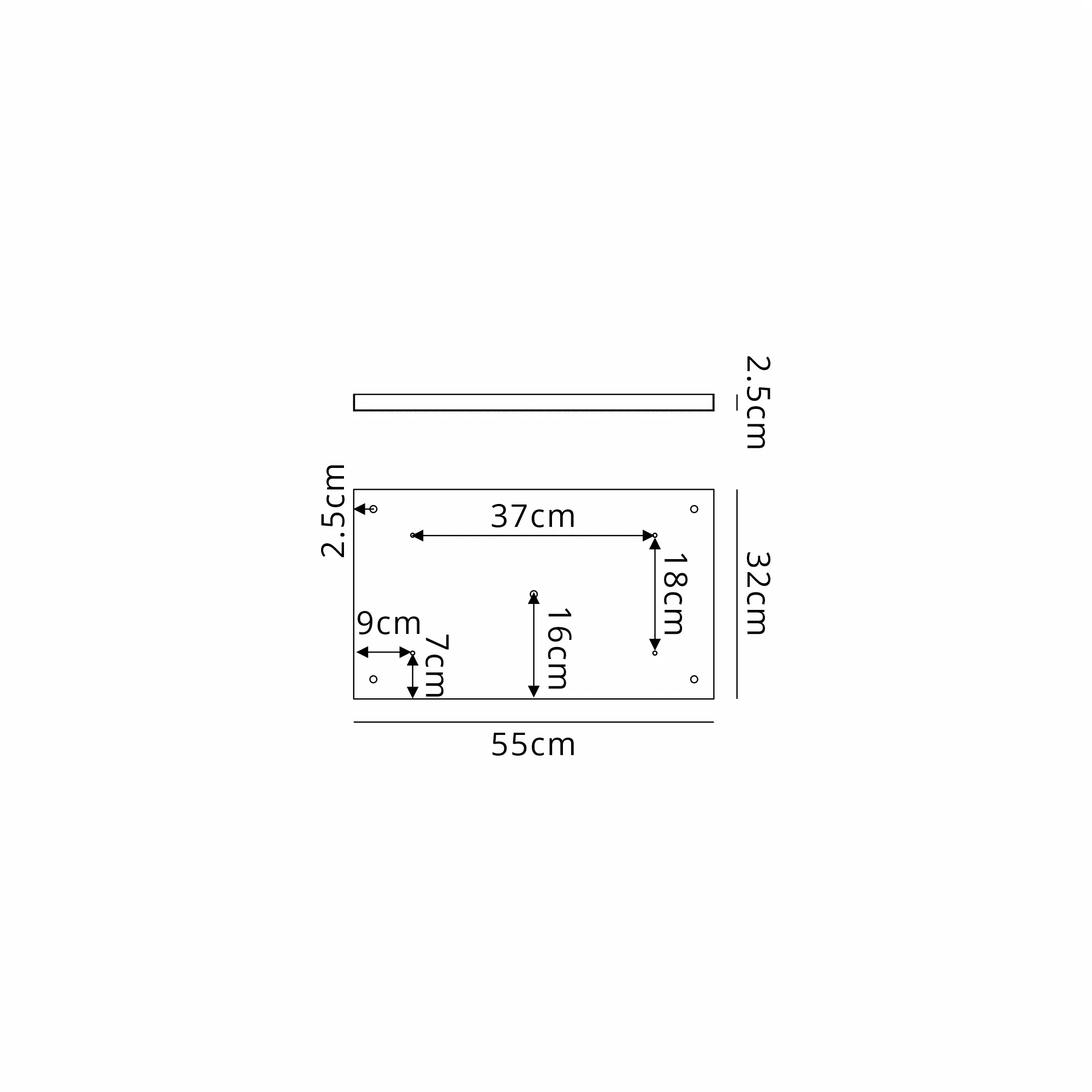 Hayes 5 Hole 550mm x 320mm Linear Rectangle Ceiling Plate White D0887WH  Deco Hayes White